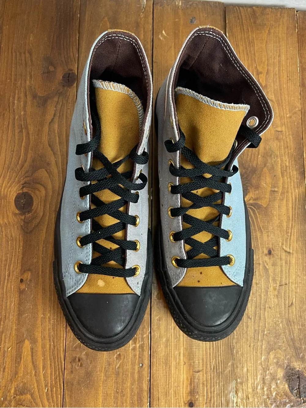 Converse high top platform sneakers women’s size 8.5 blue, gray and gold - Picture 2 of 12
